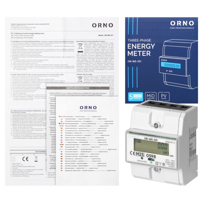 Elektromer OR-WE-531 digitálny 3-fázový 80A MID obojsmerný